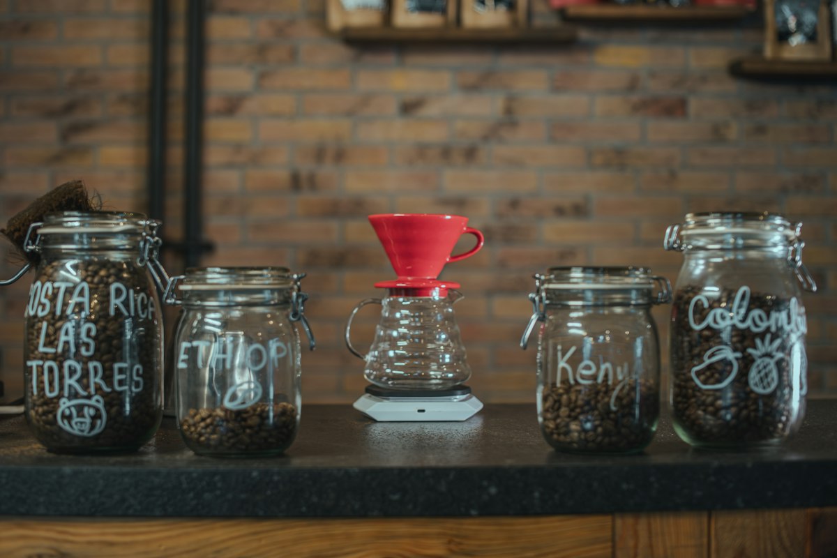 Proper coffee bean storage setup in kitchen